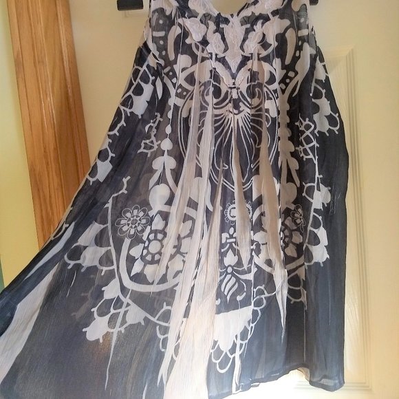 vintage y2k sleeveless sheer floral tunic mini dress NWOT - Picture 5 of 9